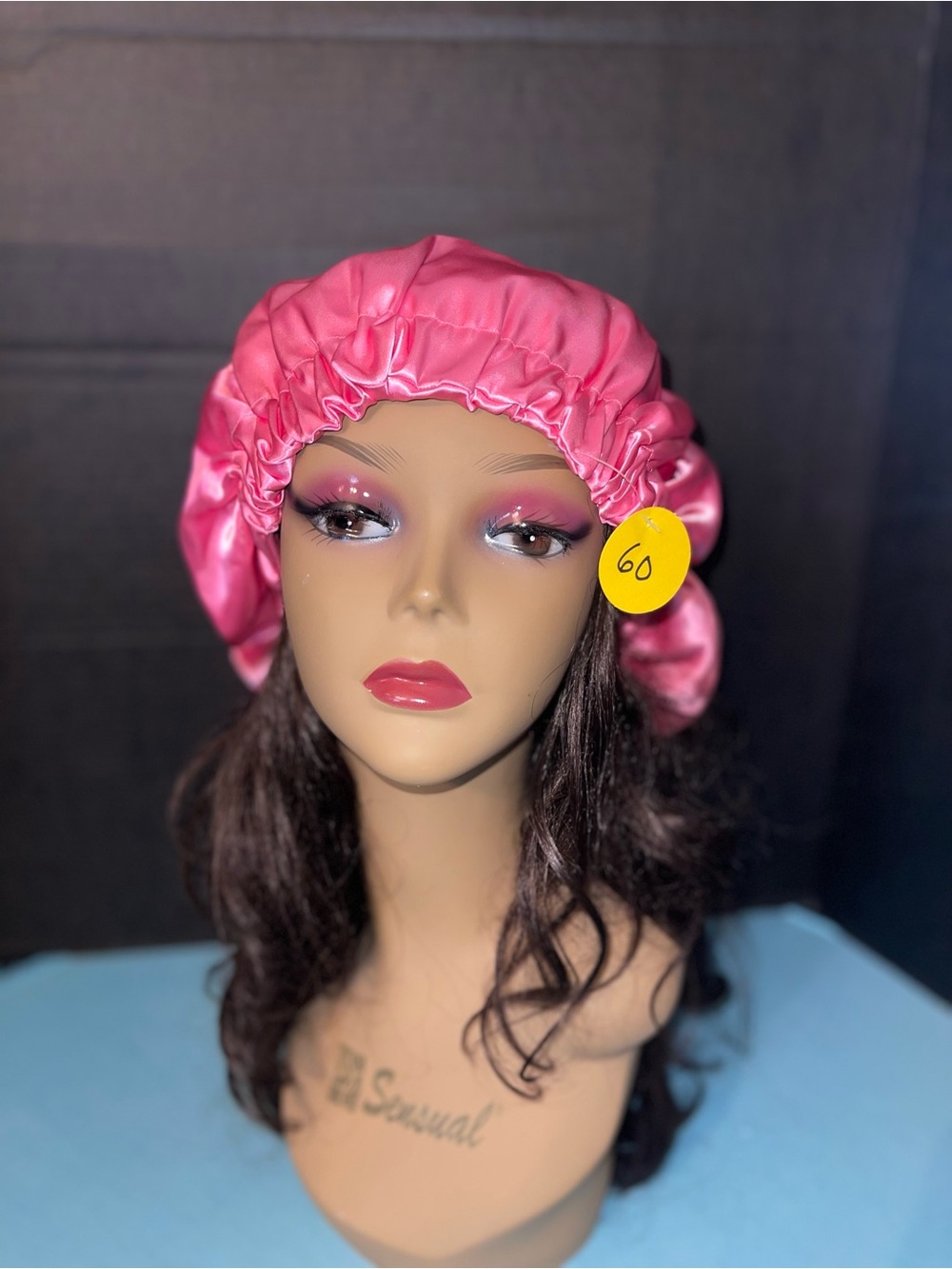 #chemoqueen Pink Satin Hair Bonnet
